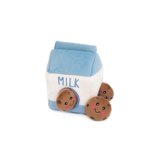 ZippyPaws Zippy Burrow Plush Dog Toy, Milk and Cookies
