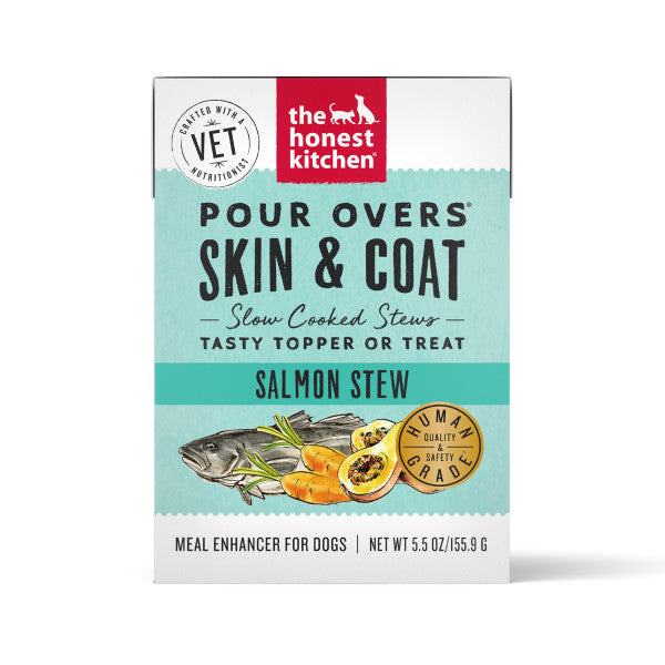 The Honest Kitchen Functional Pour Overs Skin & Coat Support Salmon Stew Food Topper For Dogs, 12/5.5oz
