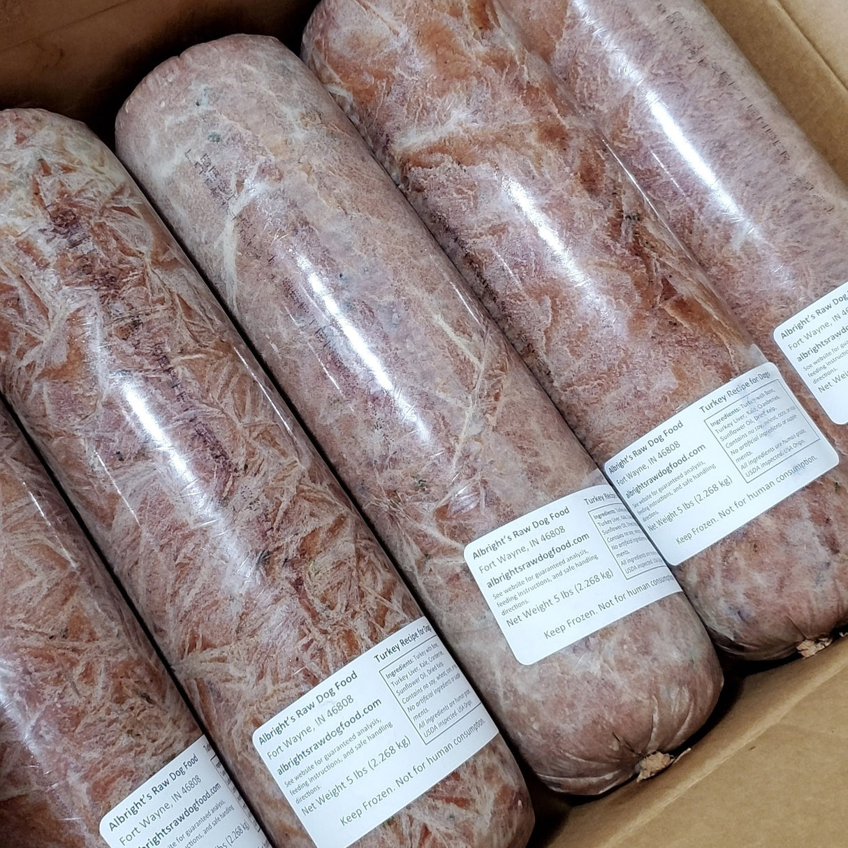 Albrights Turkey Formula Raw Frozen Complete Diet Dog Food - 5 lb (5ct/25lb Case)