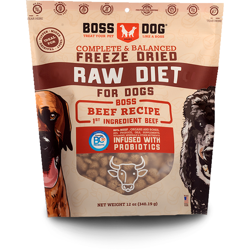 Boss Dog Beef Recipe Freeze Dried Dog Food, 12oz