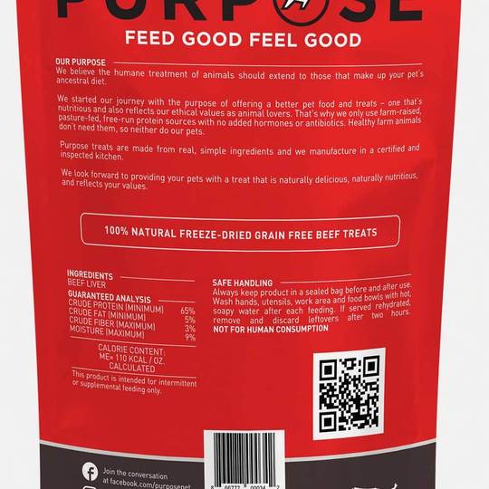 Purpose Freeze-Dried Beef Liver Dog Treats, 3oz