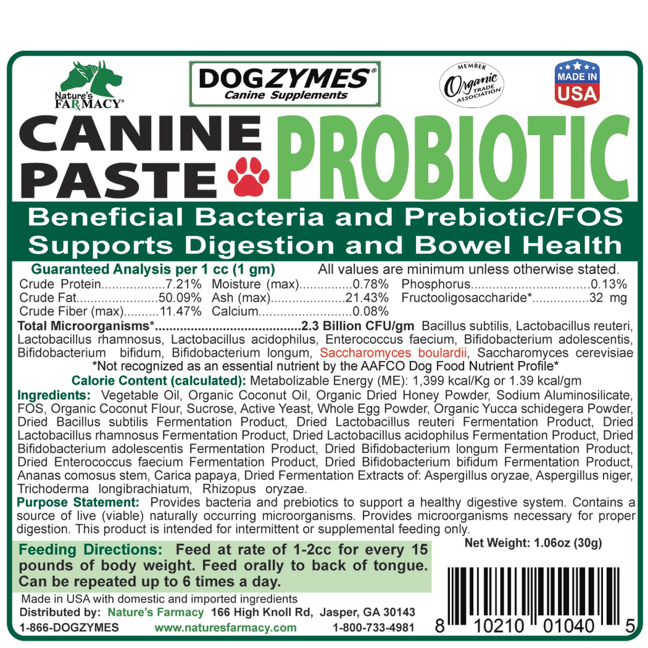 Nature's Farmacy Dogzymes Canine Probiotic Paste For Dogs