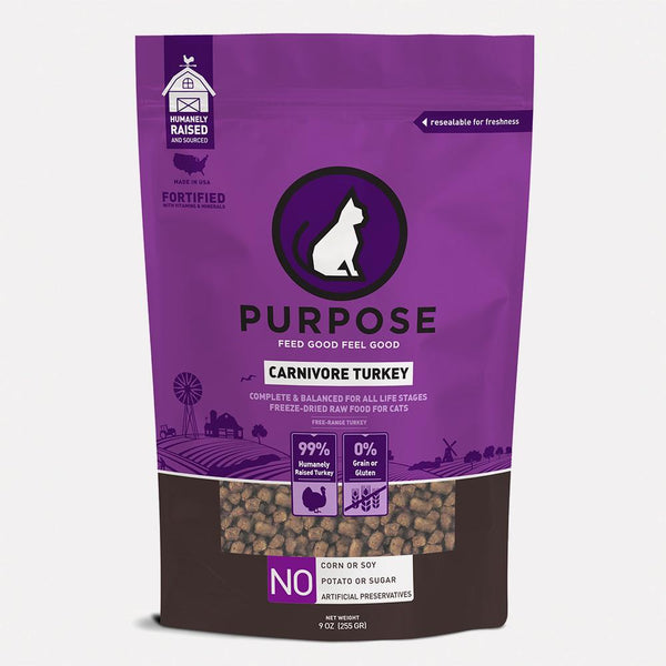 Purpose Carnivore Turkey Freeze Dried Raw Cat Food 9oz