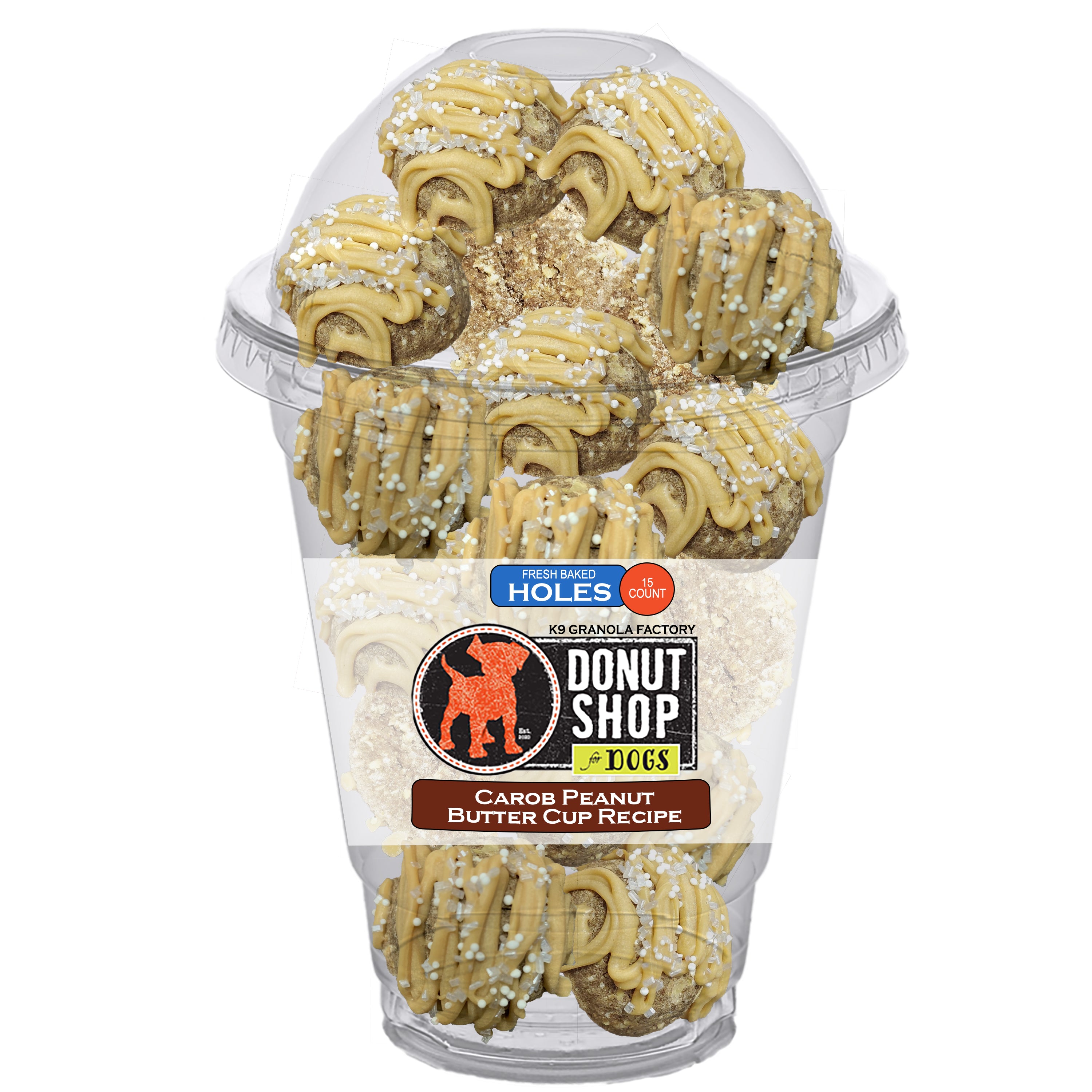 K9 Granola Factory Donut Holes, Carob Peanut Butter Cup Recipe Dog Treats, 15ct