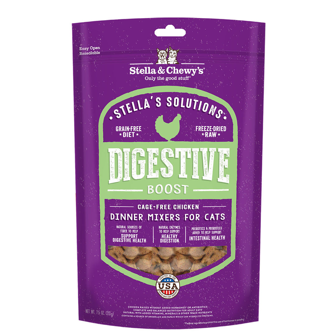 Stella & Chewy's Solutions Digestive Boost Chicken Morsels Freeze Dried Cat Food, 7.5oz