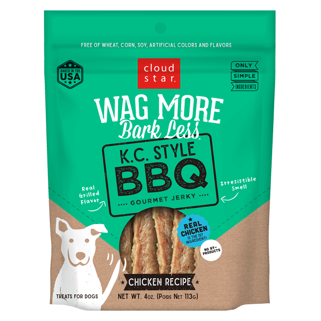 Cloud Star Wag More Bark Less K.C. Style BBQ Chicken Recipe Jerky Dog Treats, 10oz
