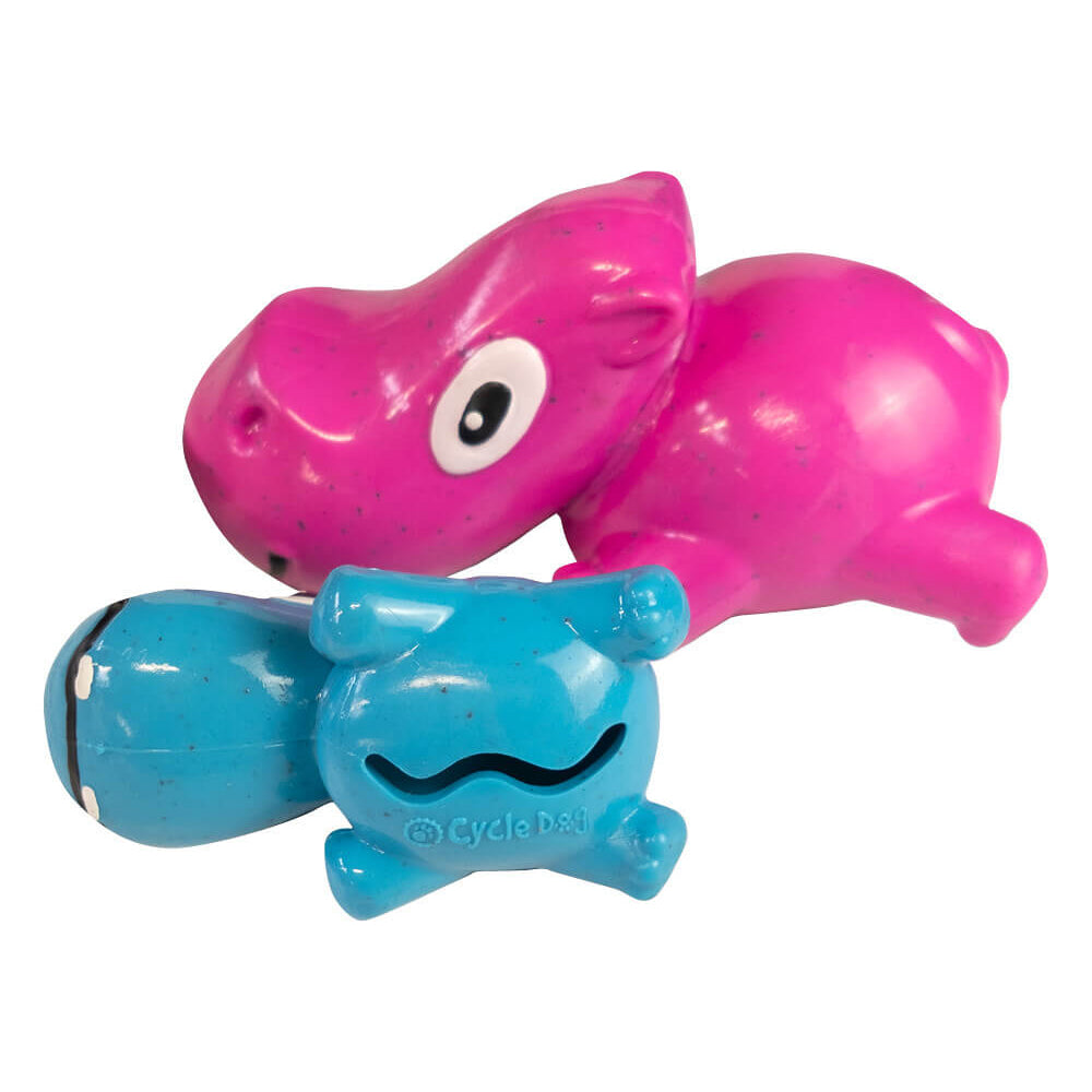Cycle Dog Ecolast 3 Play Hippo Rubber Dog Toy, Medium