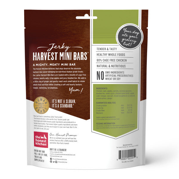 The Honest Kitchen Jerky Harvest Mini Bars Chicken, Apple & Blueberry Recipe Dog Treat, 4oz