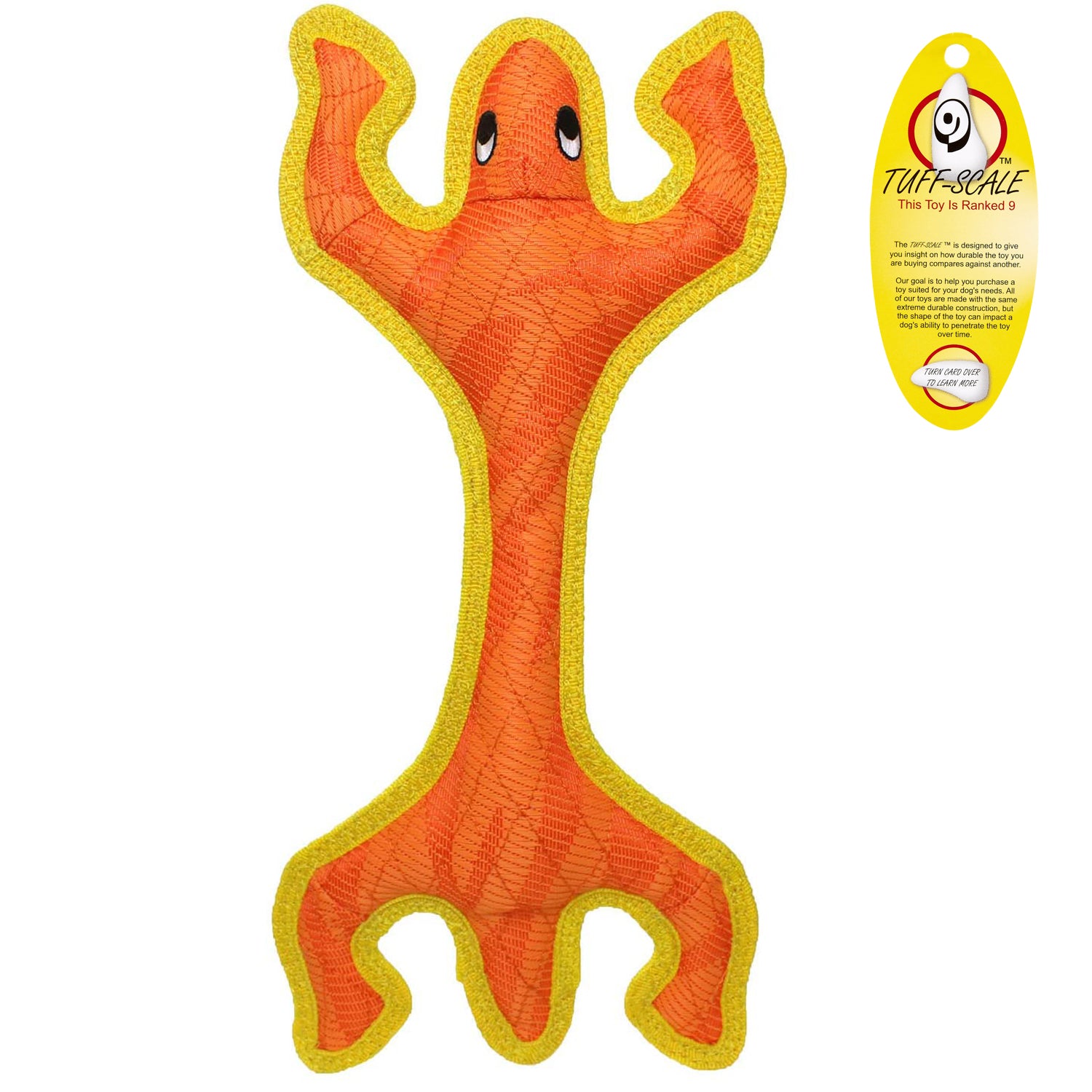 Tuffy Duraforce Lizard Tough Dog Toy, Orange/Yellow