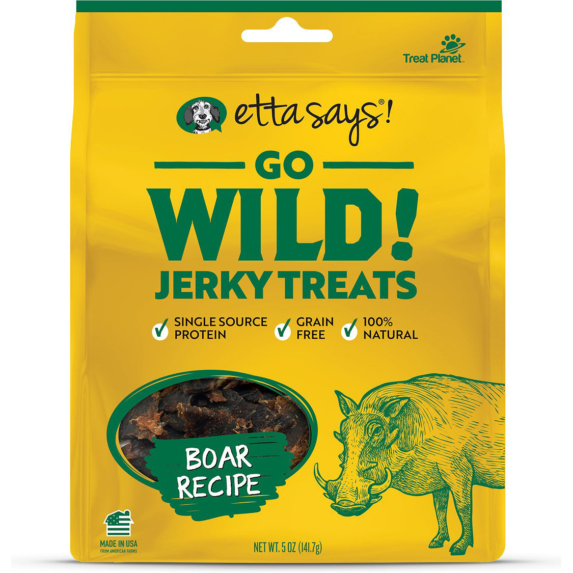 Etta Says Go Wild! Boar Jerky Dog Treats, 6oz