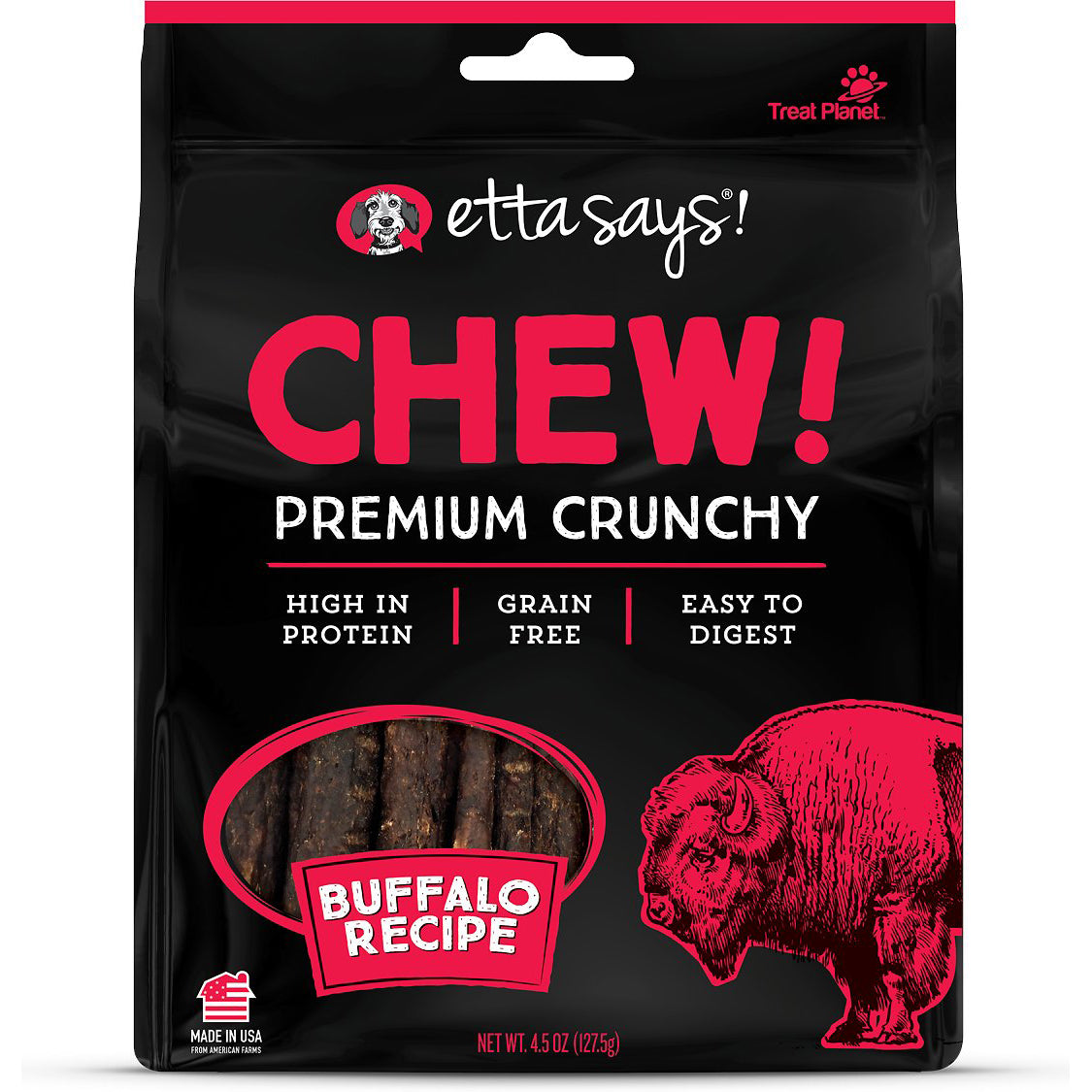 Etta Says Chew! Buffalo Recipe Dog Treats, 4.5oz