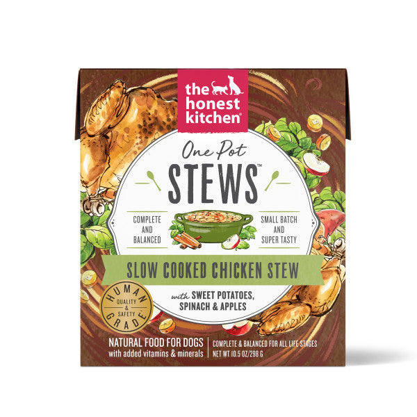 The Honest Kitchen One Pot Stews Slow Cooked Chicken Stew with Sweet Potato, Spinach and Apples Wet Dog Food, 6/10.5oz