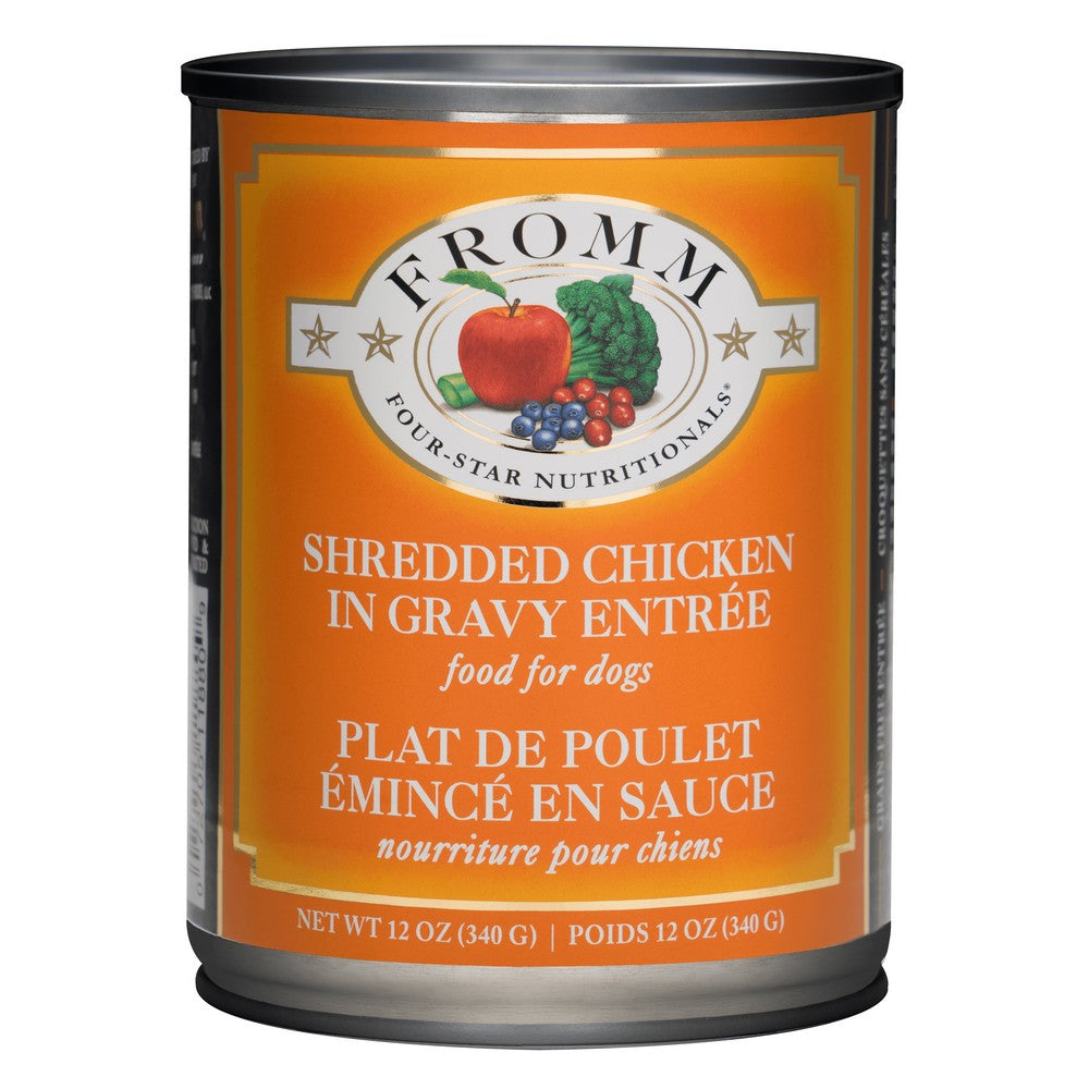Fromm Four Star Shredded Chicken in Gravy Entrée Canned Dog Food, 12/12oz