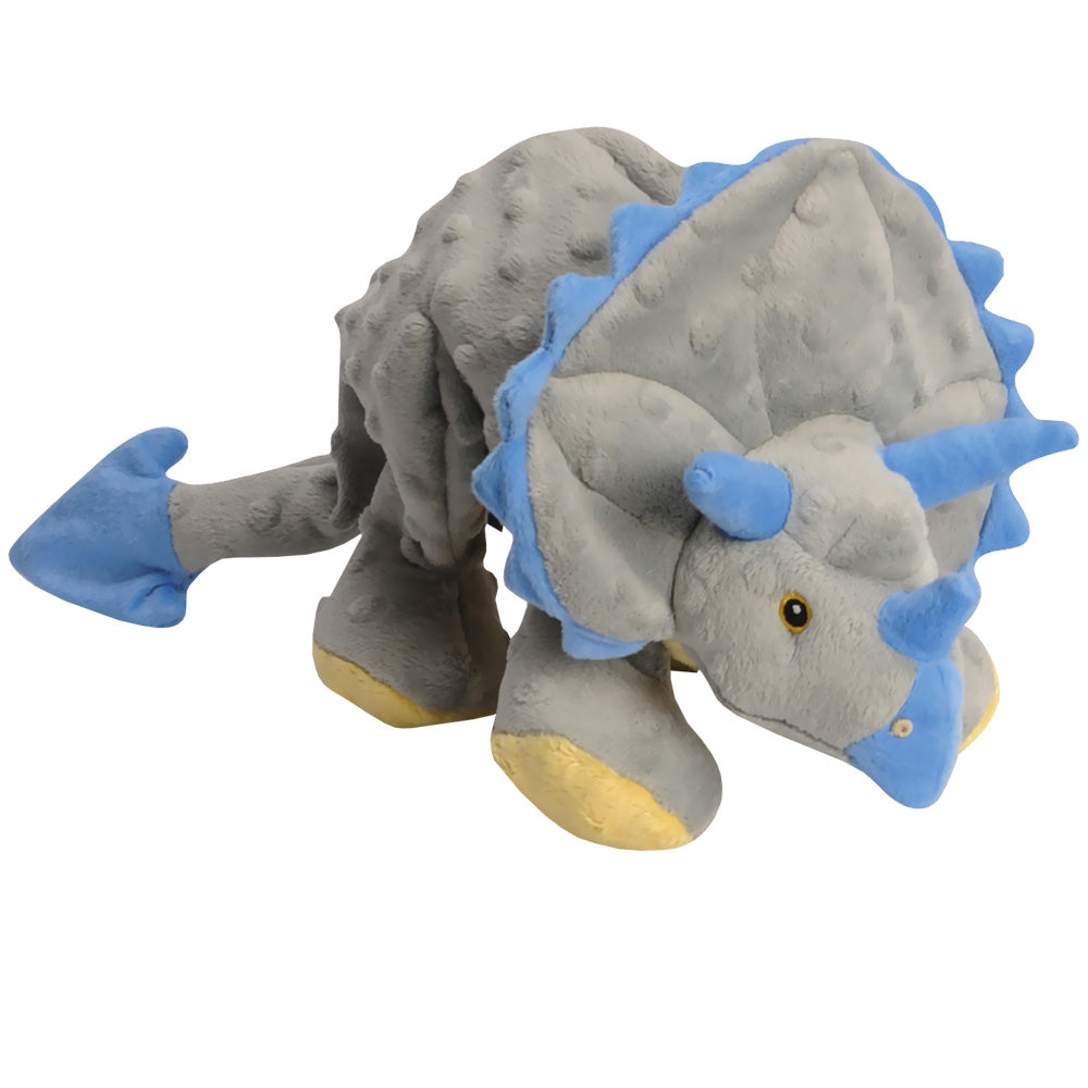 goDog Triceratops Dinosaur Durable Squeaky Plush Dog Toy