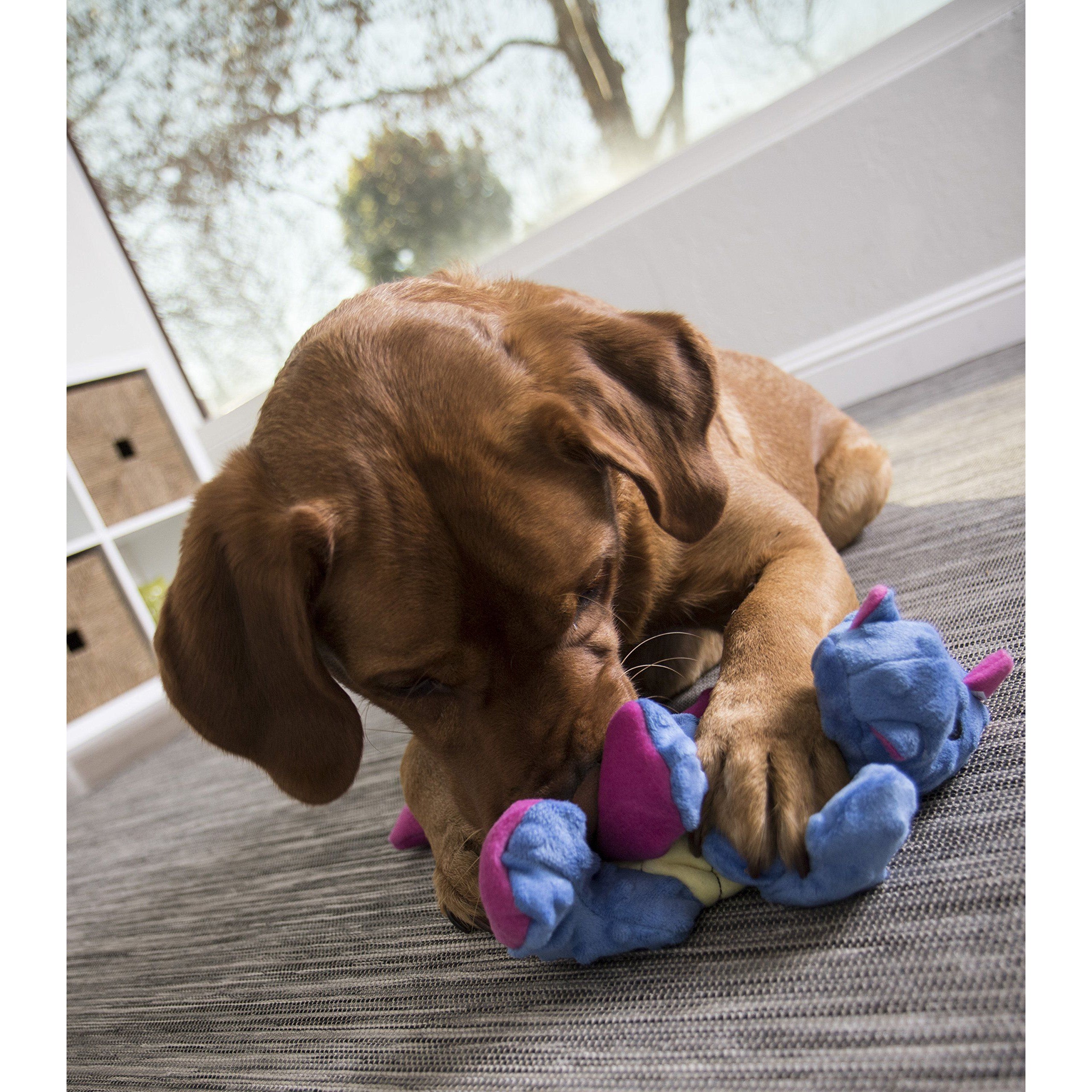 goDog Dragon Durable Squeaky Plush Dog Toy, Periwinkle