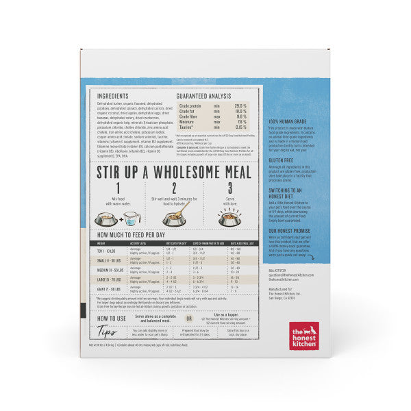 The Honest Kitchen Grain Free Turkey Dehydrated Dog Food
