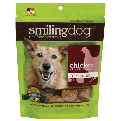 Smiling Dog Chicken with Apples & Spinach Recipe Freeze Dried Dog Treats, 2.5oz