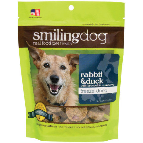 Smiling Dog Rabbit & Duck Recipe Freeze Dried Dog Treats, 2.5oz