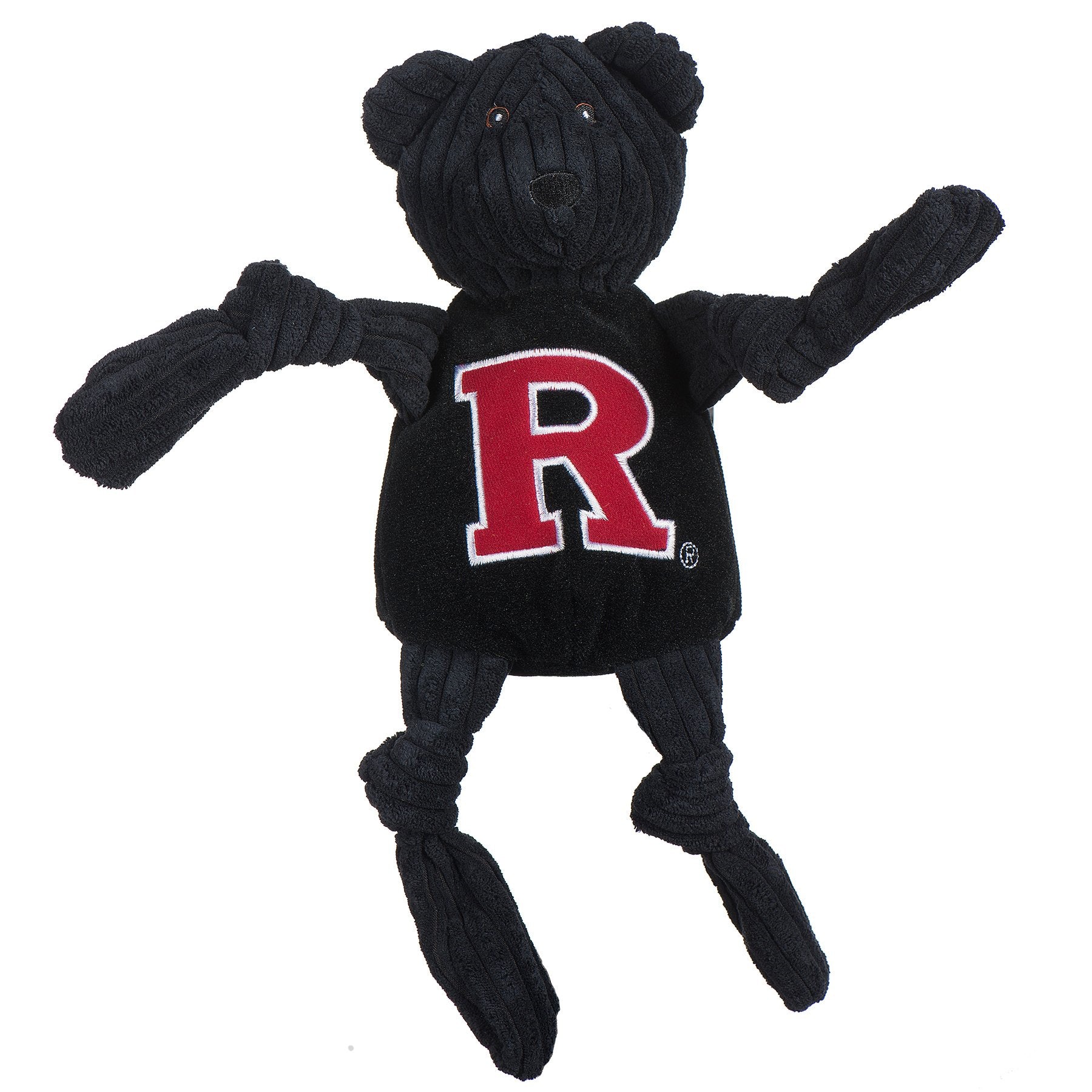 HuggleHounds Knottie Officially Licensed College Mascot Durable Squeaky Plush Dog Toy, Rutgers Scarlet Bear
