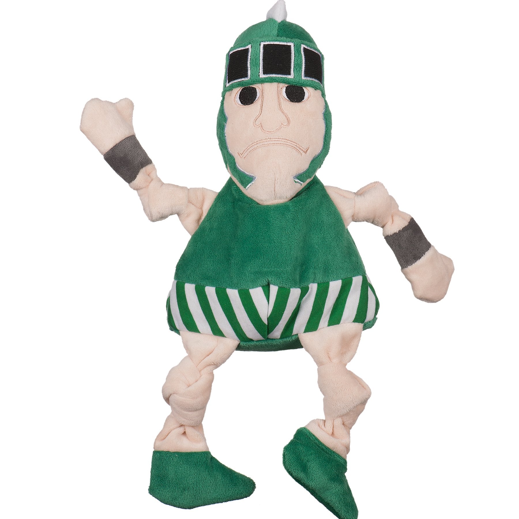 HuggleHounds Knottie Officially Licensed College Mascot Durable Squeaky Plush Dog Toy, Michigan State Spartans