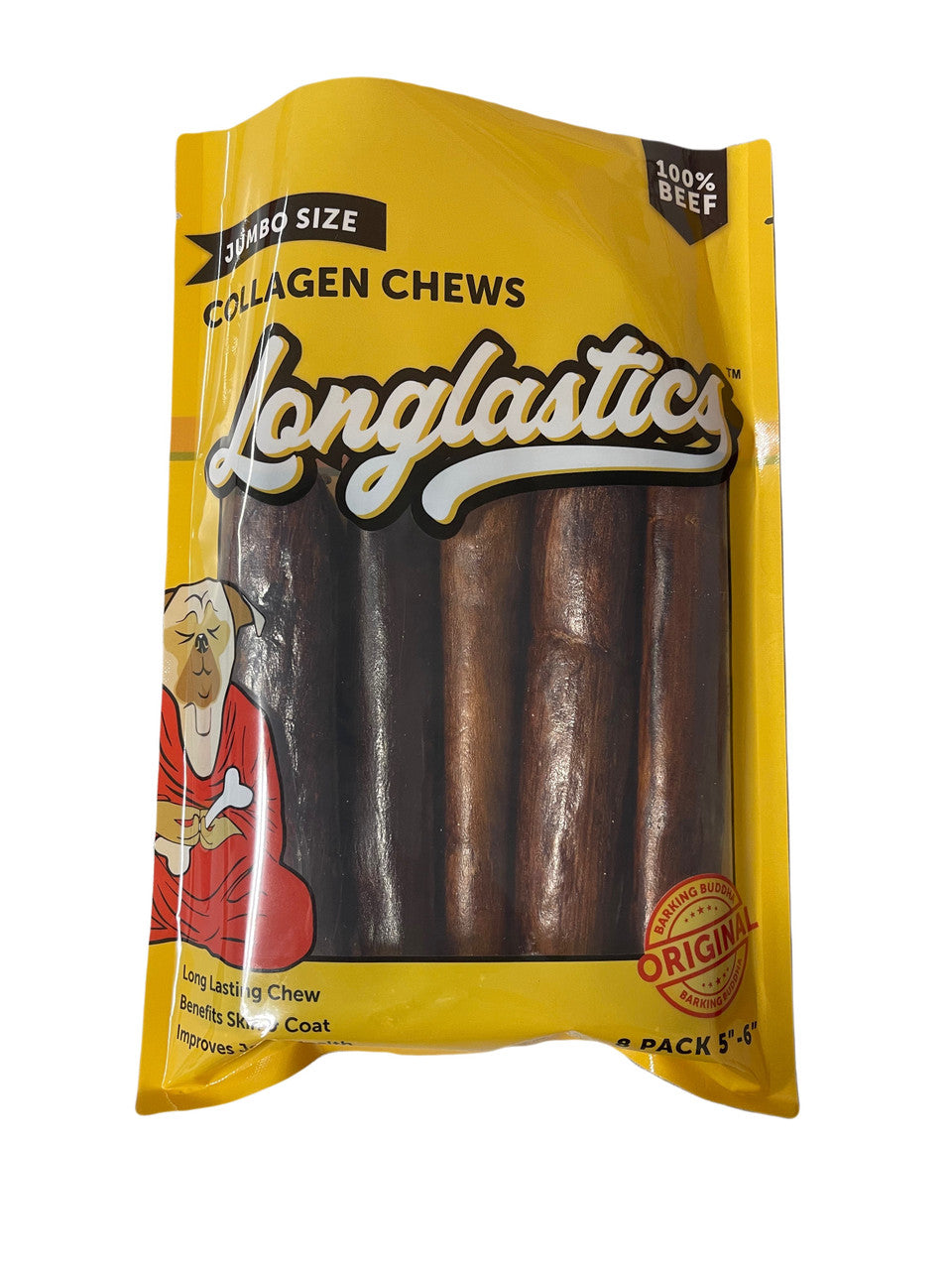 Barking Buddha Longlastics Collagen Chew Stick Dog Chew, Jumbo 5-6"