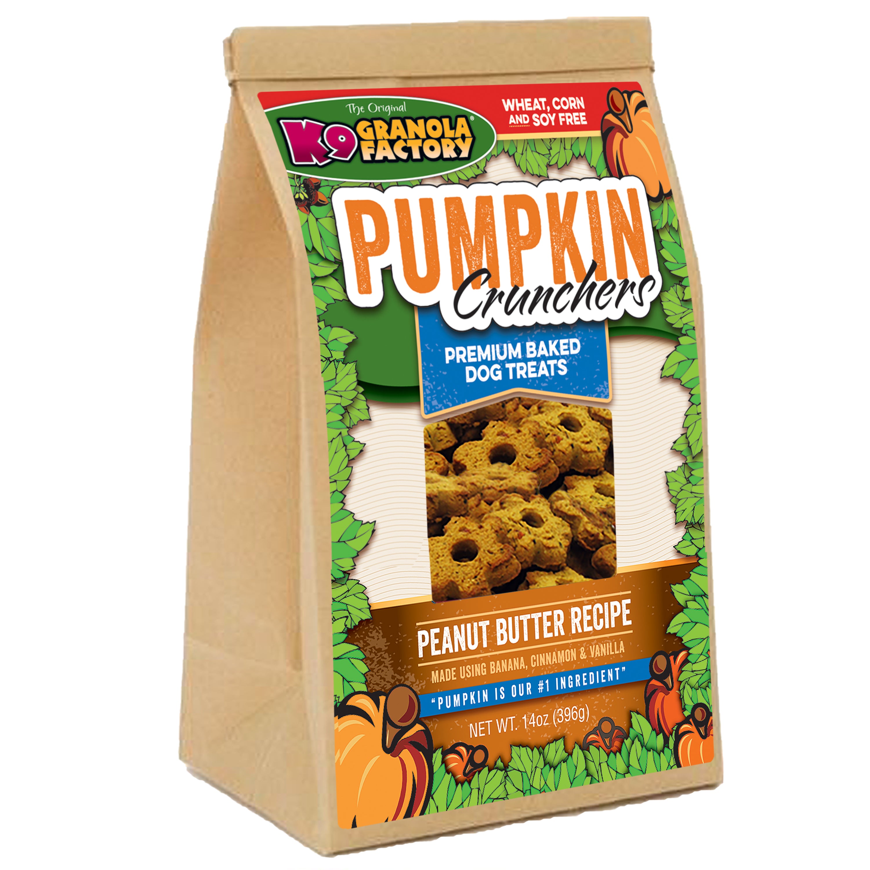 K9 Granola Factory Pumpkin Crunchers Dog Treats, Peanut Butter