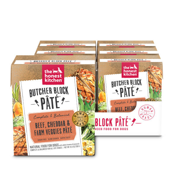 The Honest Kitchen Butcher Block Pate Beef, Cheddar & Farm Veggies Wet Dog Food, 6/10.5oz