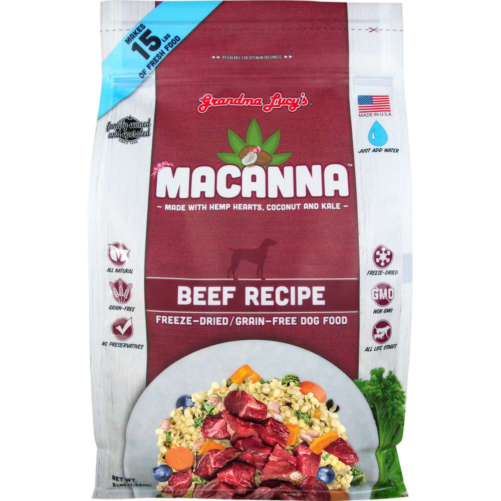 Grandma Lucy's Grain Free Macanna Beef Freeze Dried Dog Food, 3lb