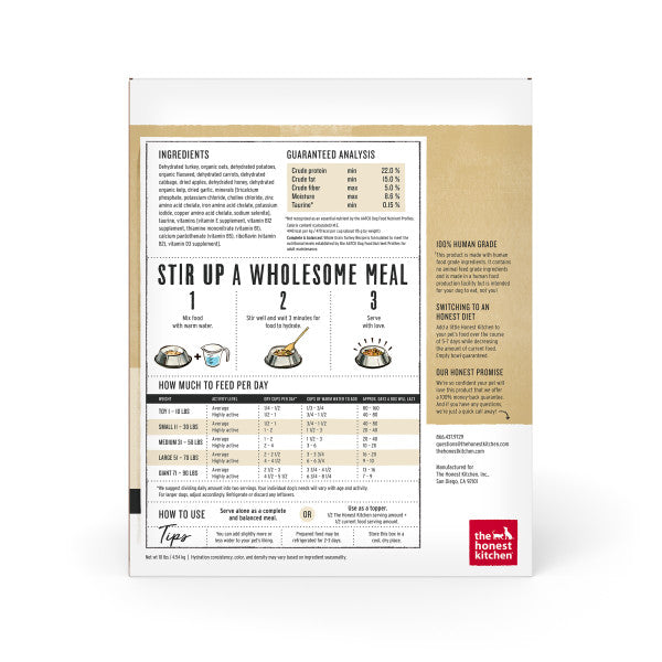The Honest Kitchen Whole Grain Turkey Dehydrated Dog Food