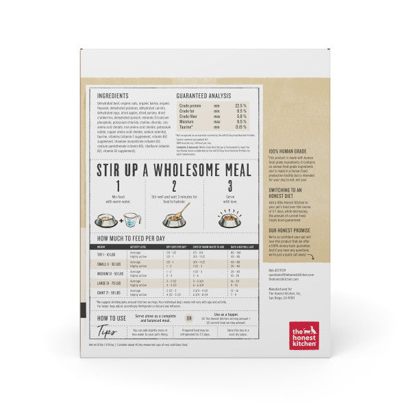 The Honest Kitchen Whole Grain Beef Dehydrated Dog Food