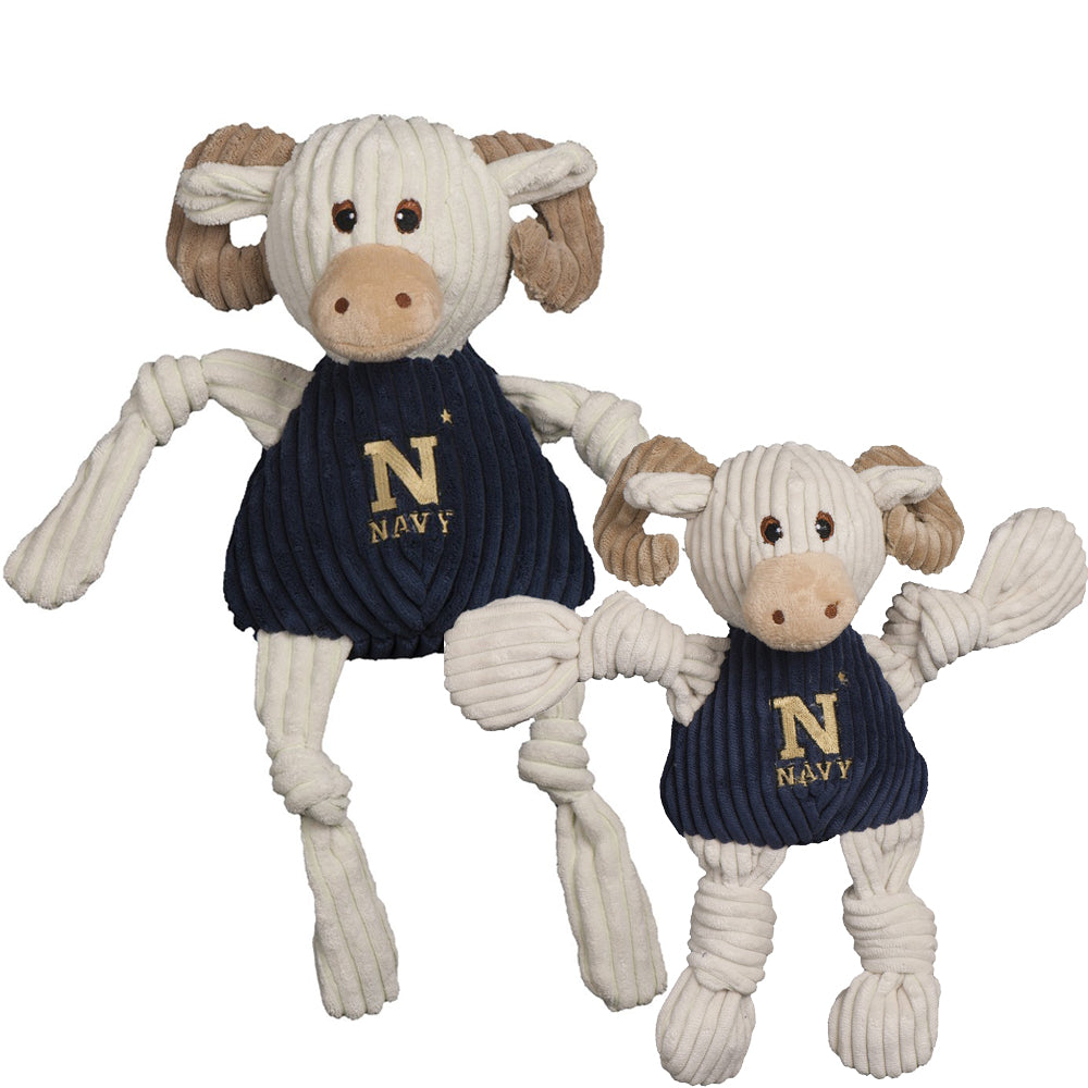 HuggleHounds Knottie Officially Licensed College Mascot Durable Squeaky Plush Dog Toy, Navy Midshipmen