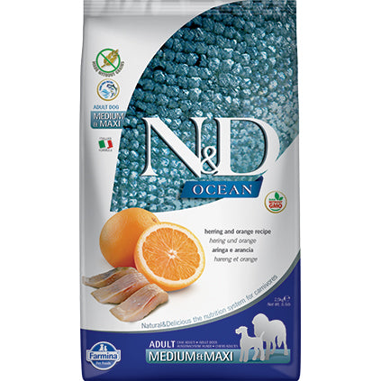Farmina N&D Ocean Herring & Orange Medium & Maxi Adult Grain-Free Dry Dog Food