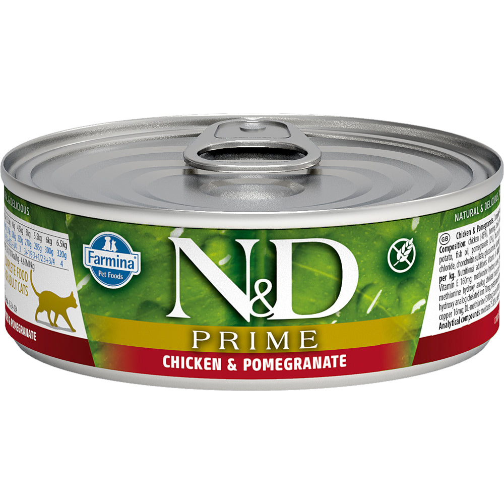Farmina Natural & Delicious Prime Chicken & Pomegranate Canned Cat Food, 2.8-oz can, case of 12
