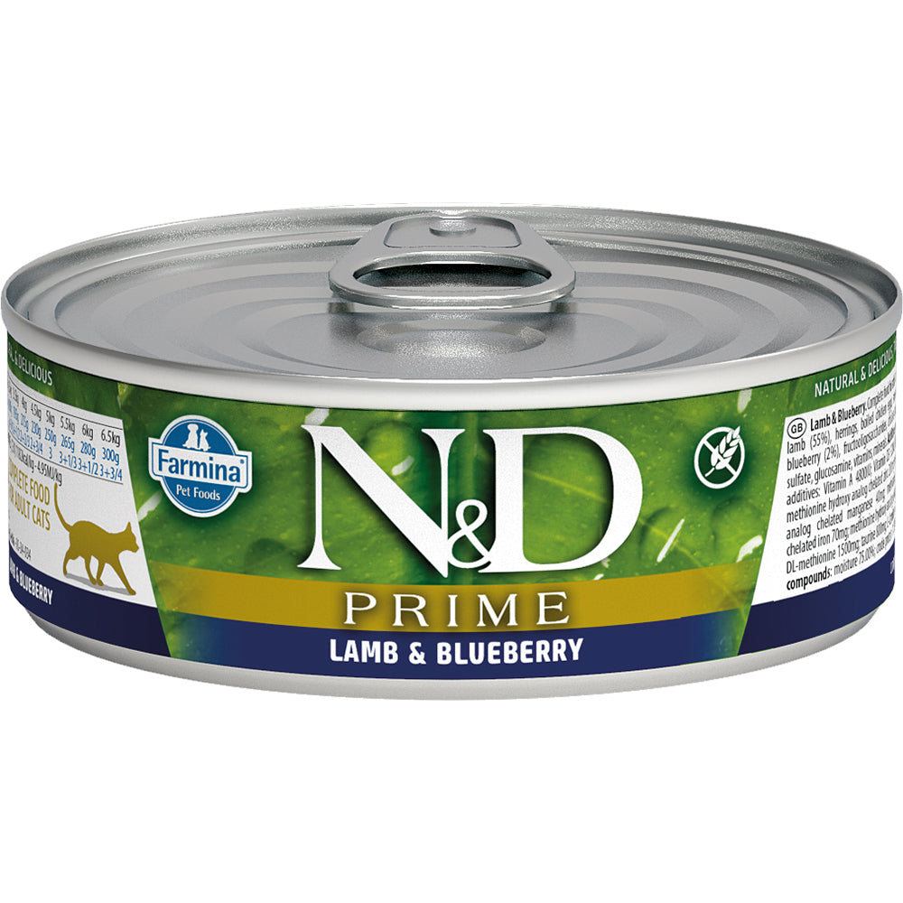 Farmina Natural & Delicious Prime Lamb & Blueberry Canned Cat Food, 2.8-oz can, case of 12