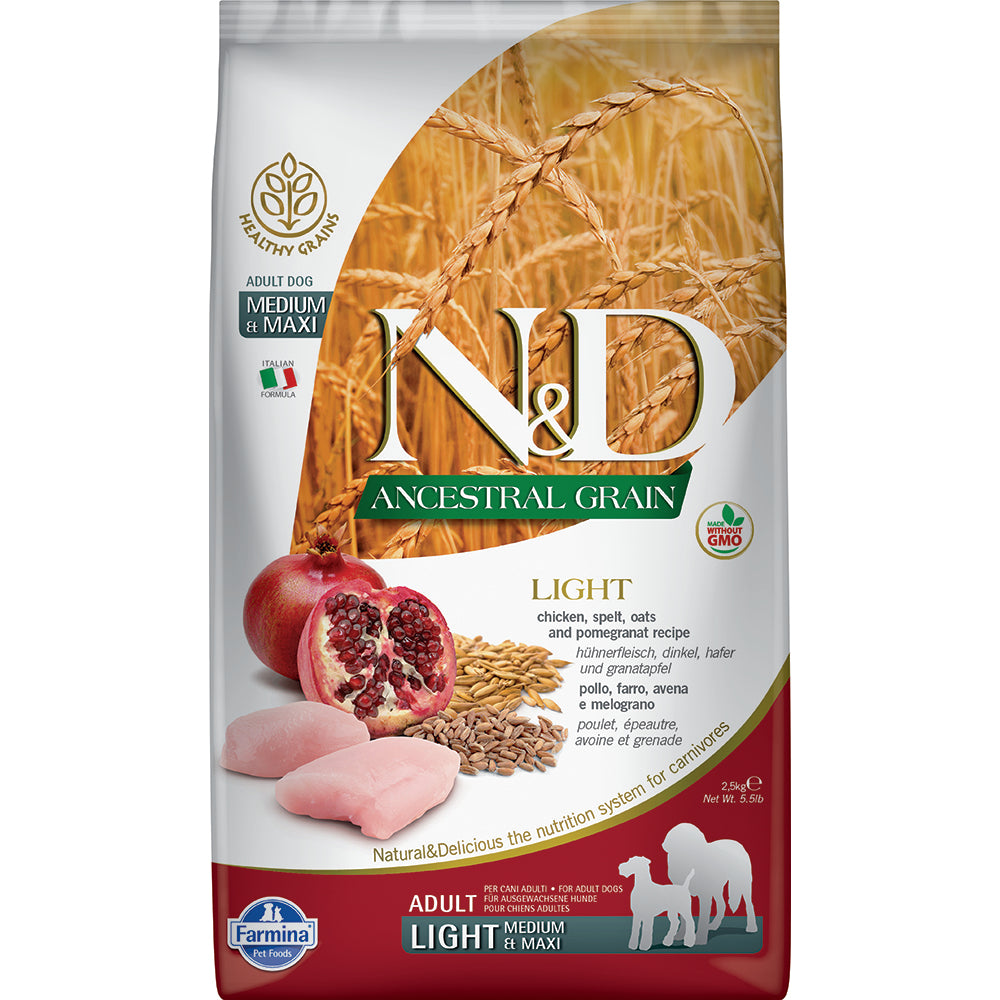 Farmina N&D Ancestral Grain Chicken & Pomegranate Medium & Maxi Adult Light Dry Dog Food