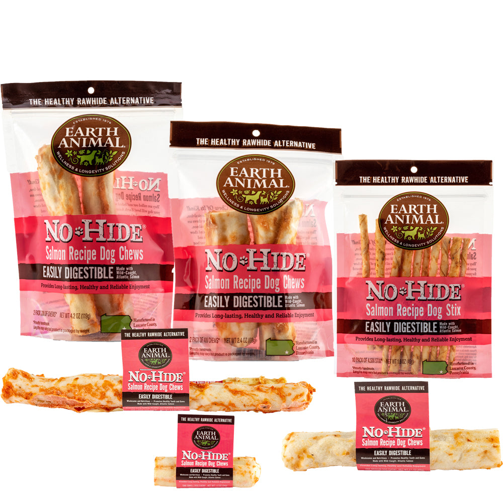 Earth Animal No Hide Salmon Flavored Rawhide Alternative Chew For Dogs