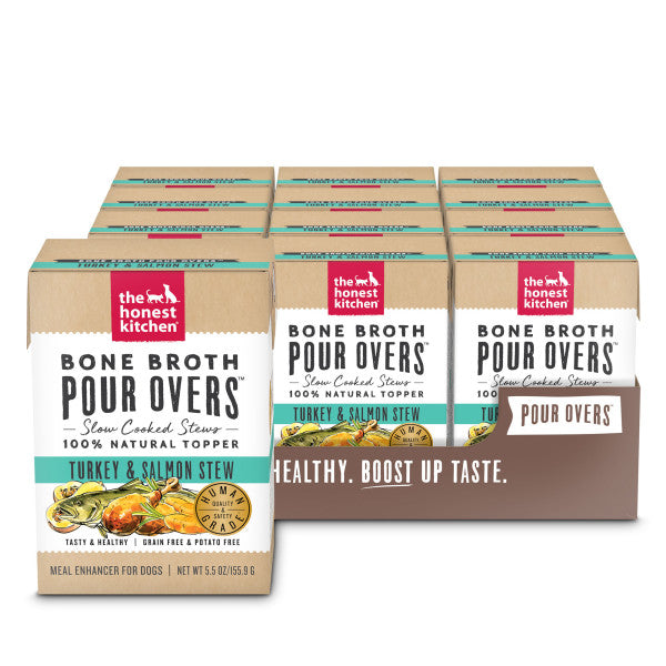 The Honest Kitchen Pour Overs Turkey & Salmon Broth Stew Wet Food Topper For Dogs, 12/5.5oz