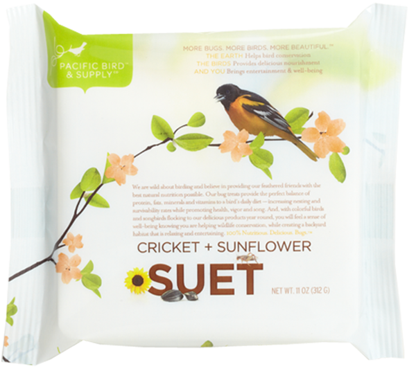 Pacific Bird Cricket & Sunflower Suet Cakes For Wild Birds, 12oz