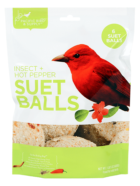 Pacific Bird Insect & Hot Pepper Suet Balls For Wild Birds, 6pk