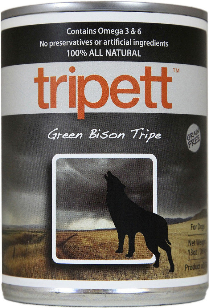 PetKind Tripett Green Bison Tripe Canned Dog Food, 12/13oz