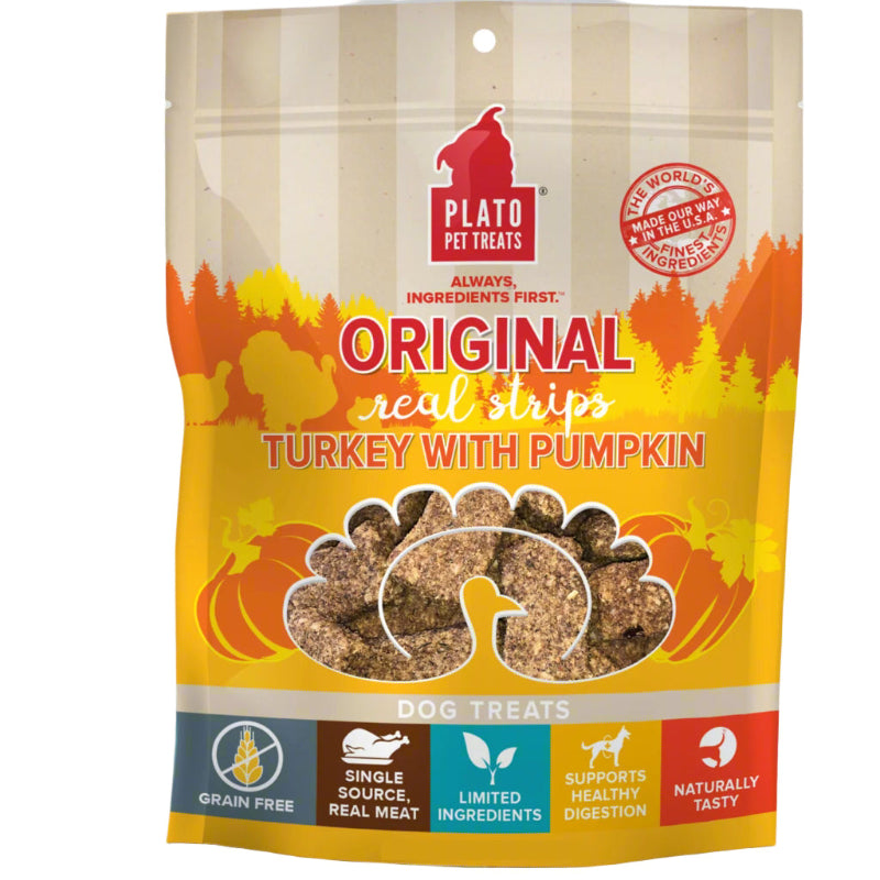 Plato Original Real Strips Turkey & Pumpkin Recipe Dog Treats