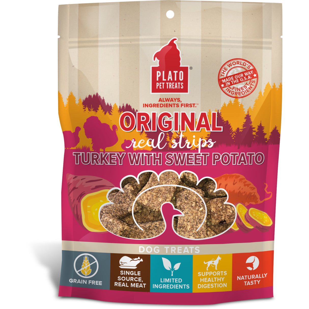 Plato Original Real Strips Turkey & Sweet Potato Recipe Dog Treats