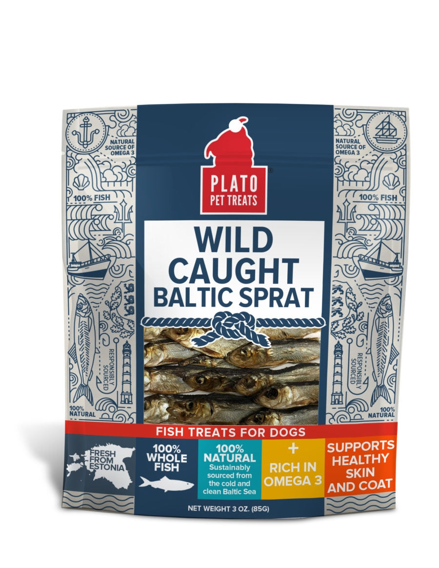 Plato Wild Caught Baltic Sprat Fish Dog Treats, 3oz