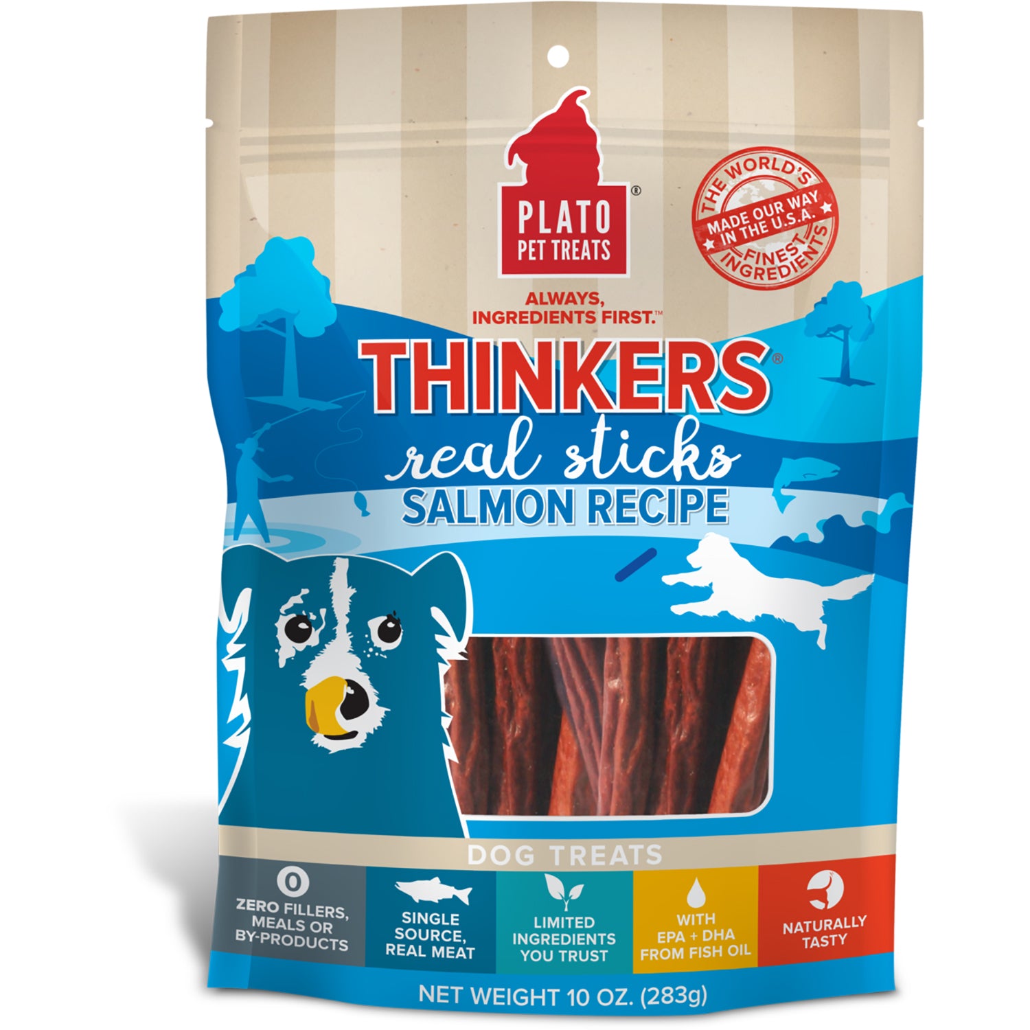 Plato Thinkers Salmon Meat Stick Dog Treats