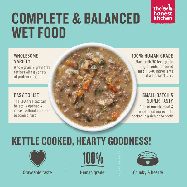 The Honest Kitchen One Pot Stews Simmered Salmon & Chicken Stew with Brown Rice & Broccoli Wet Dog Food Wet Dog Food, 6/10.5oz