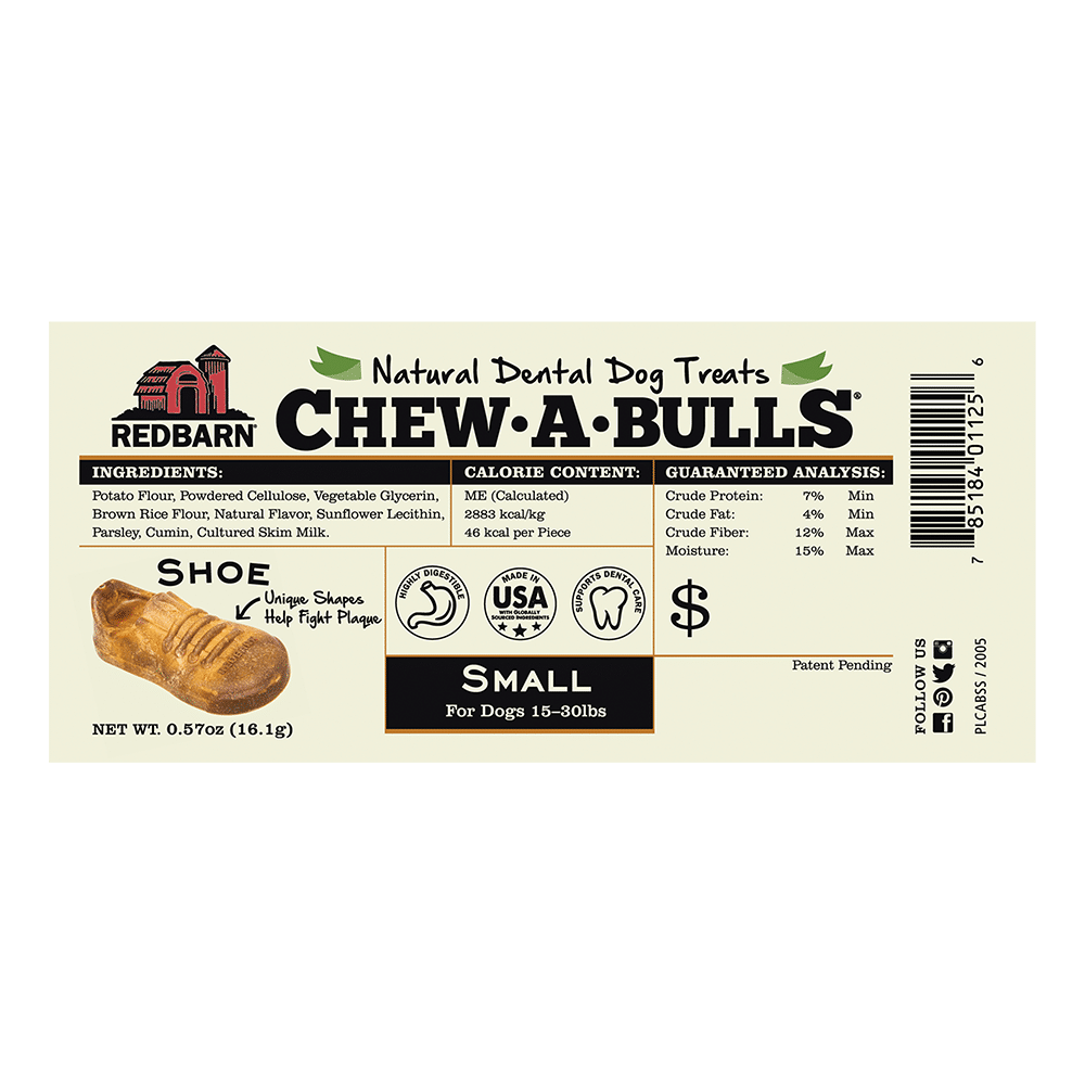 Redbarn Chew-A-Bulls Shoe Dental Chew For Dogs