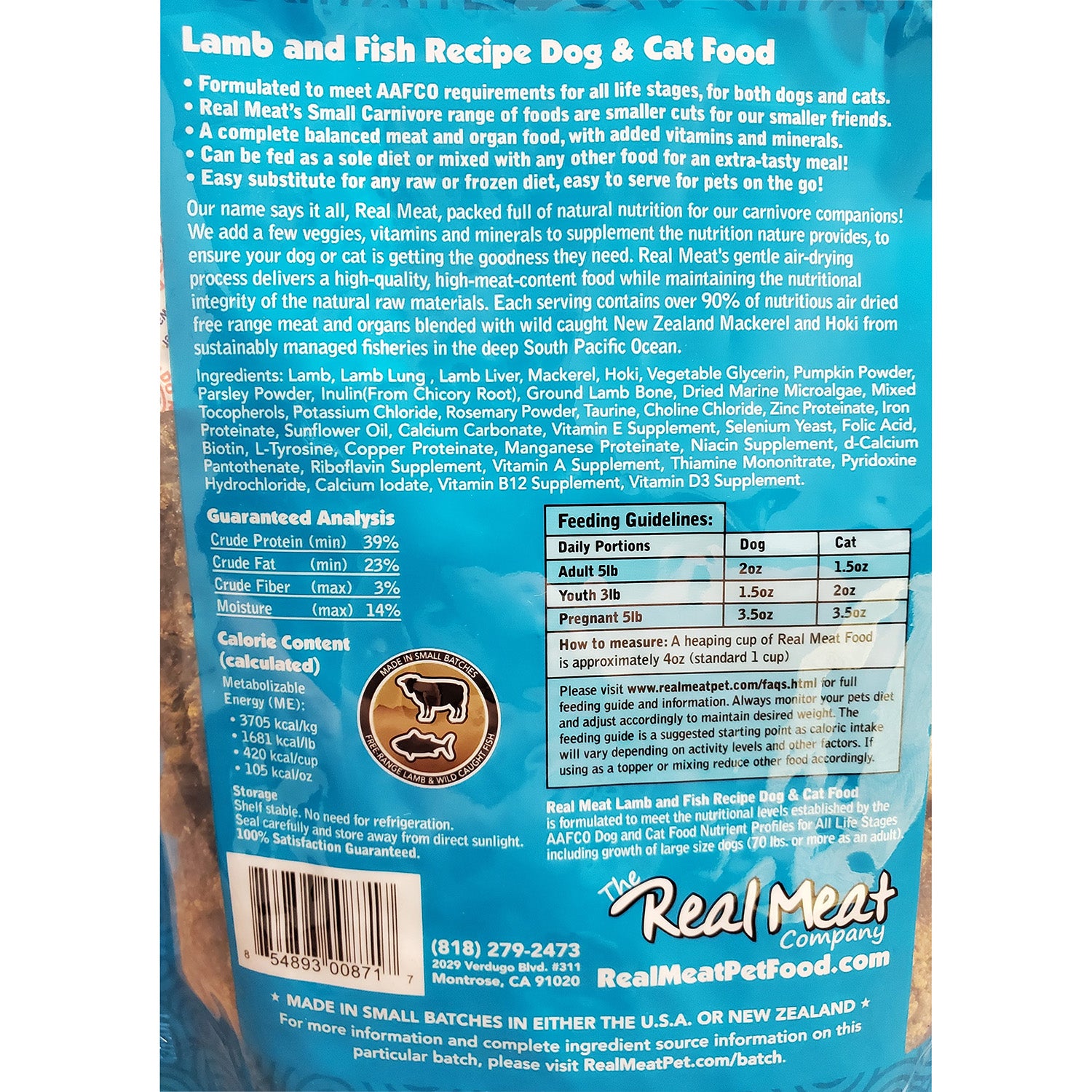 Real Meat Air Dried Cat Food Lamb Fish WhiteDogBone