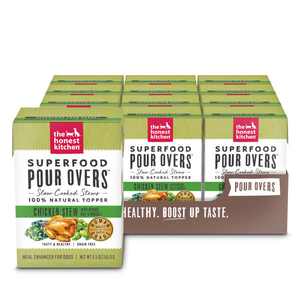 The Honest Kitchen Pour Overs Superfood Chicken Stew Wet Food Topper For Dogs, 12/5.5oz