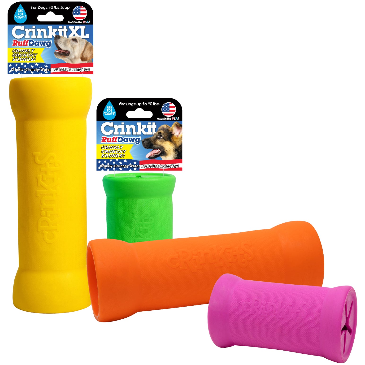 RuffDawg USA Crinkit Rubber Dog Toy, Assorted