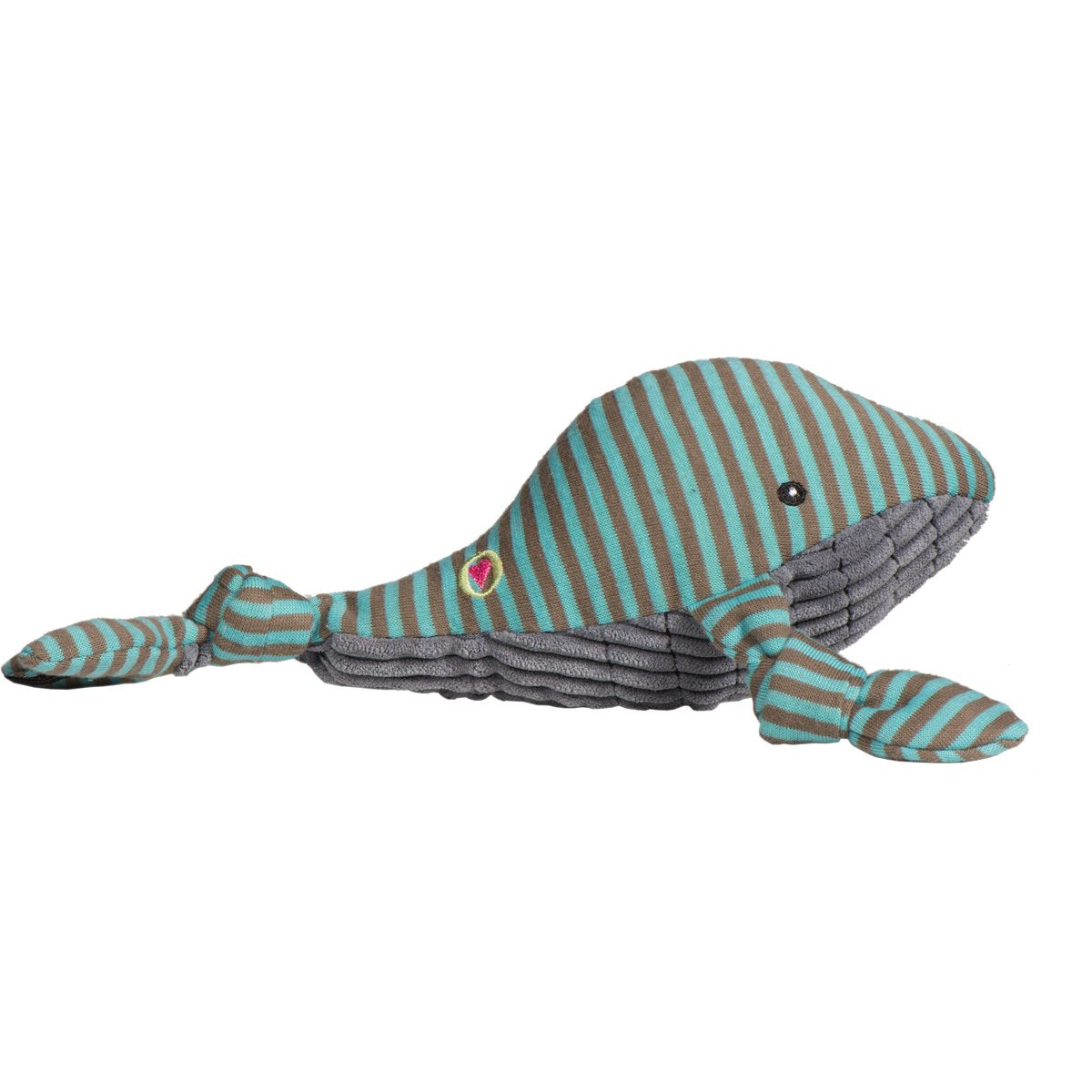 HuggleHounds Knottie Durable Squeaky Plush Dog Toy, Whale